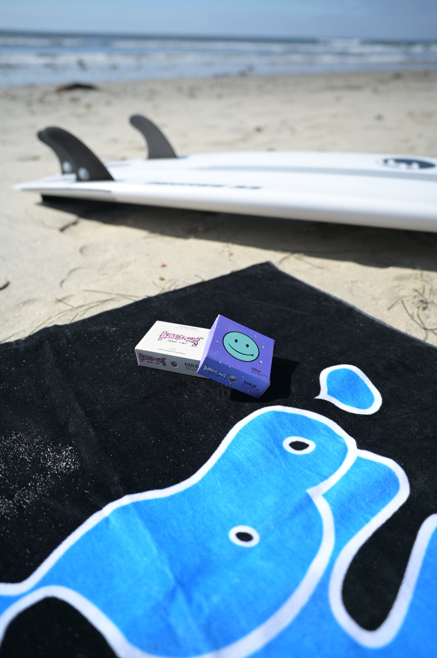 Bubble Gum Surf Wax Big Beach Towel Blue Throwback