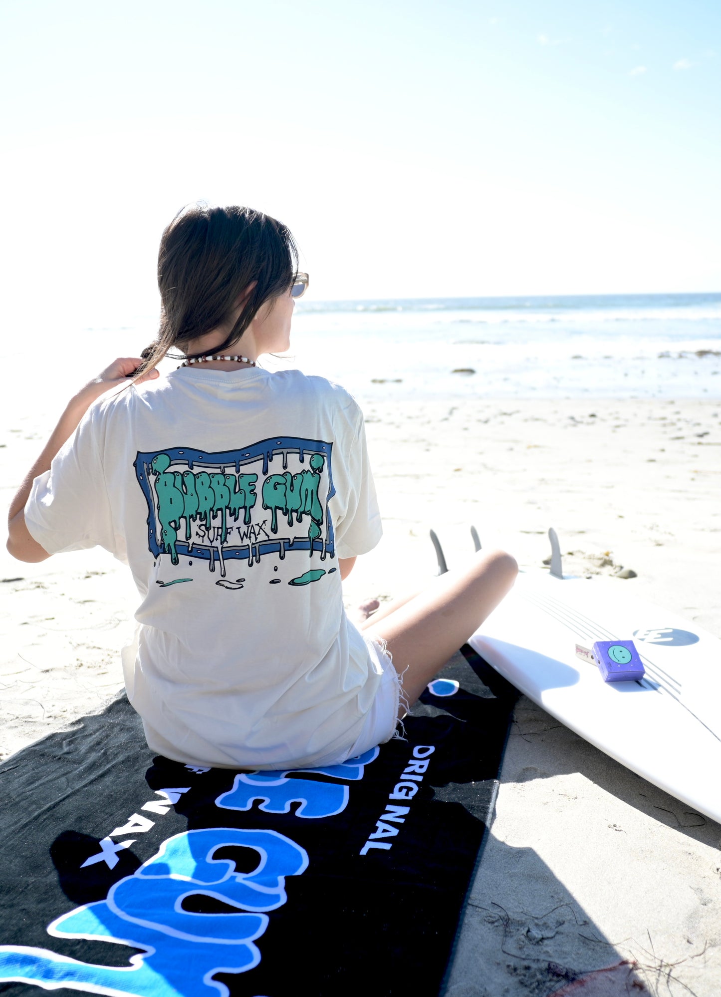 Bubble Gum Surf Wax Big Beach Towel Blue Throwback