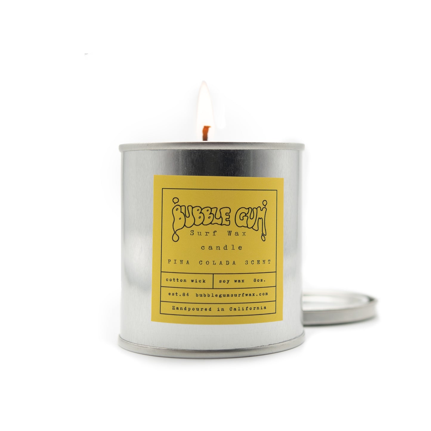 Bubble Gum Surf Wax Candle - 8oz Mini Paint Can With Pina Colada Scent