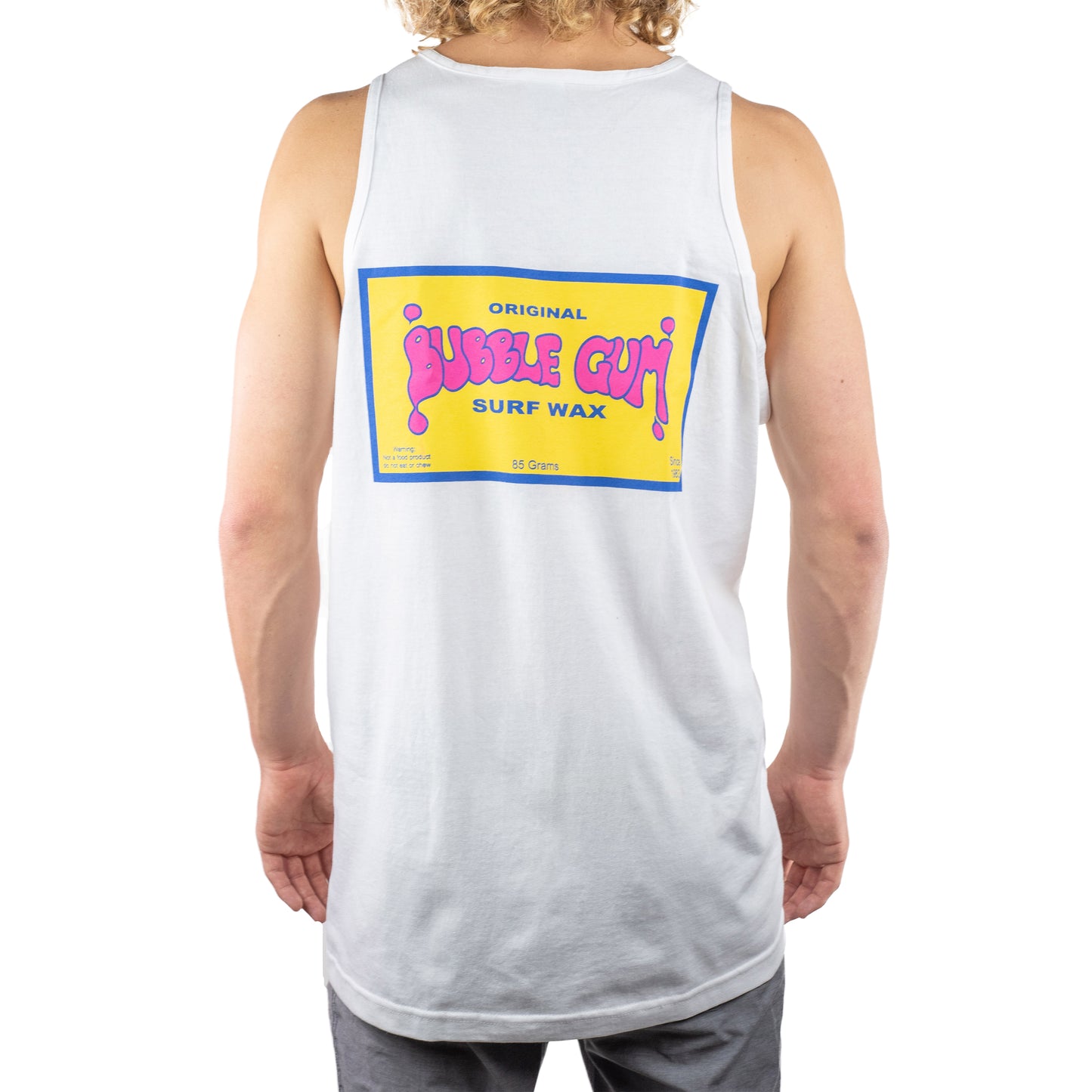 Bubble Gum Surf Wax Original Throwback Logo Tank Top White