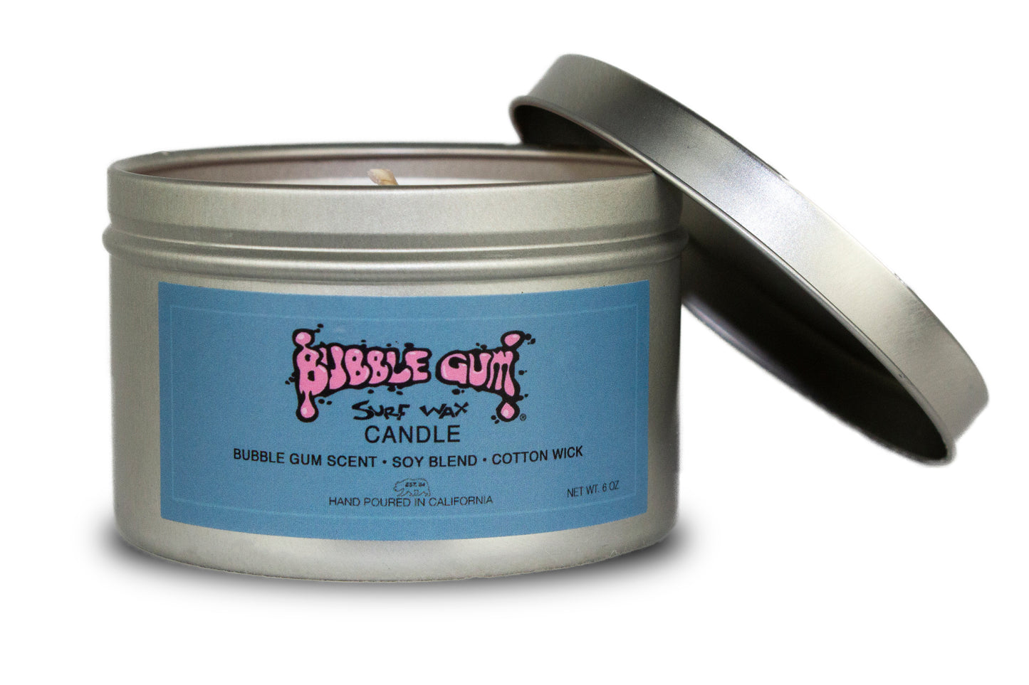 6oz Candle Tin With Bubble Gum Scent