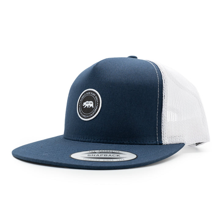 Hand Poured Patch Retro Trucker Hat Navy & White