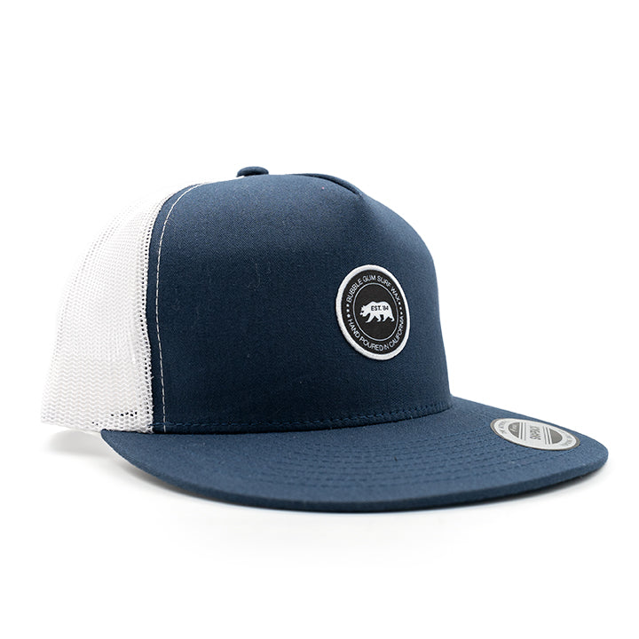 Hand Poured Patch Retro Trucker Hat Navy & White