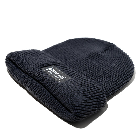 Navy Blue Woven Label Beanie