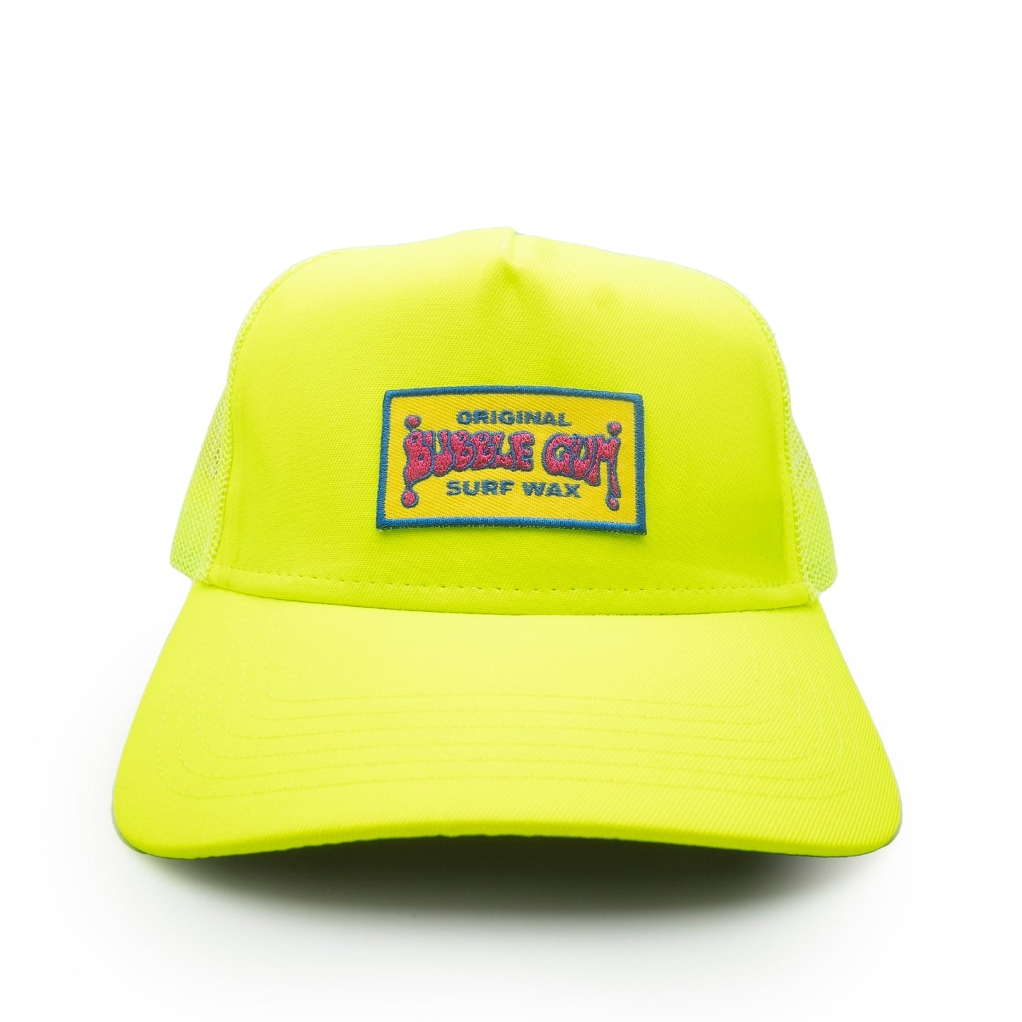 Throwback Patch 5 Panel Mid Profile Mesh Back Trucker Hat Yellow