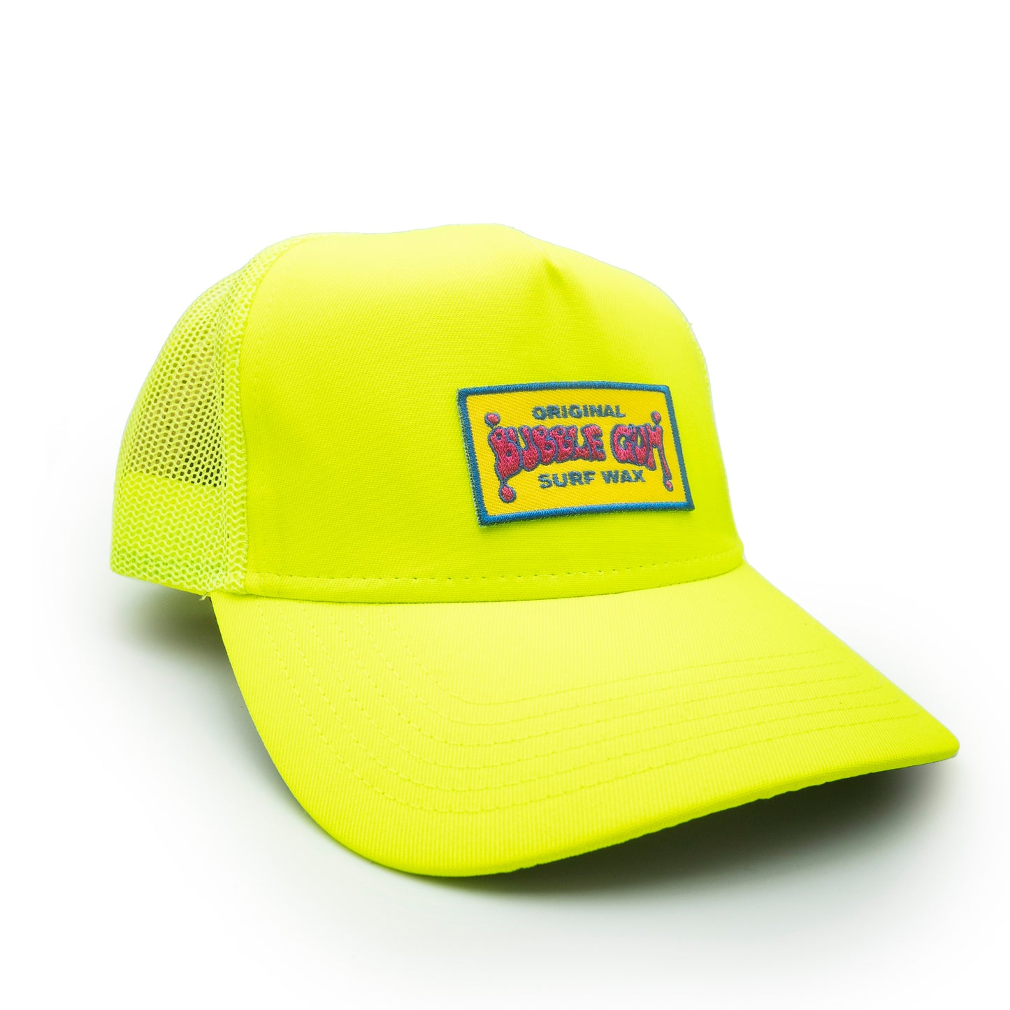 Throwback Patch 5 Panel Mid Profile Mesh Back Trucker Hat Yellow