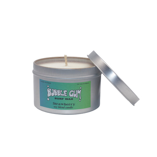 Bubble Gum Surf Wax Candle - 8oz Tin With Strawberry Scent