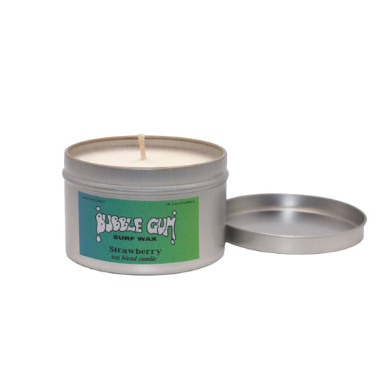 Bubble Gum Surf Wax Candle - 8oz Tin With Strawberry Scent