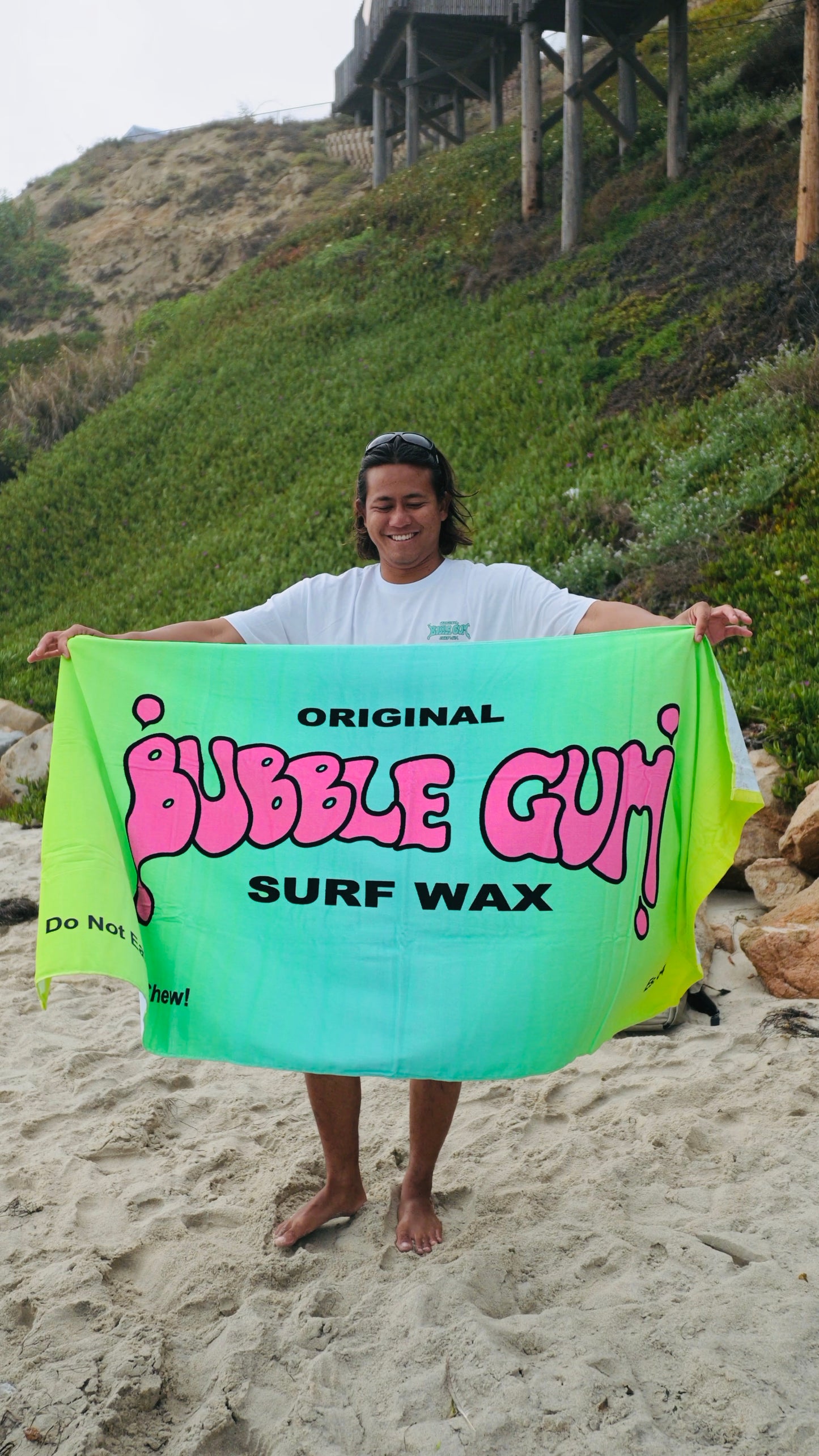 Bubble Gum Surf Wax Big Beach Towel Gradient Throwback