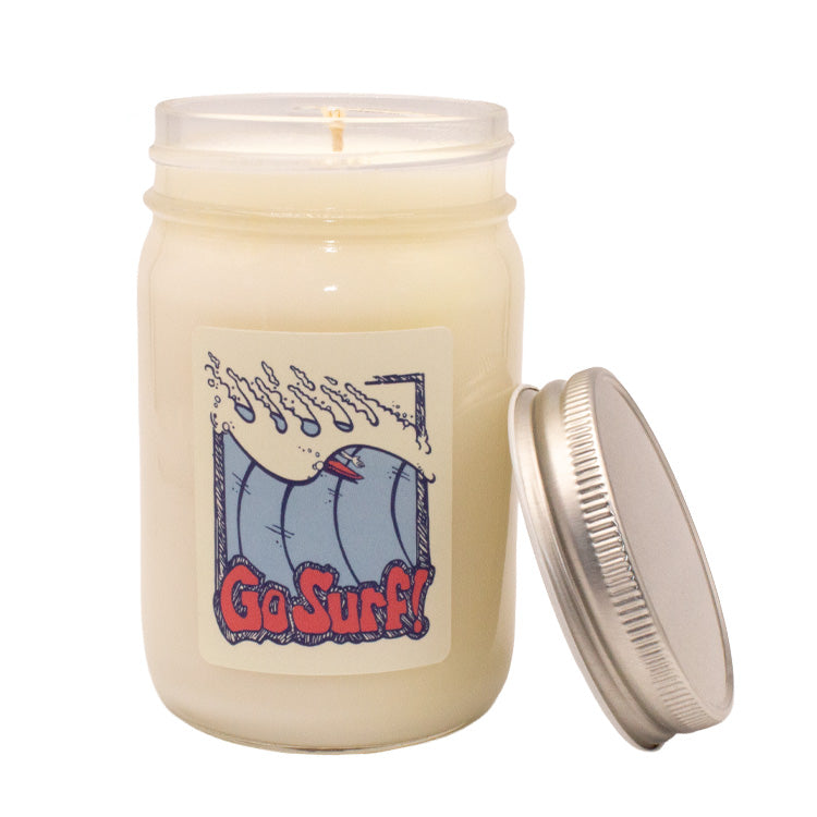 12oz Glass Candle Go Surf Vanilla Scent
