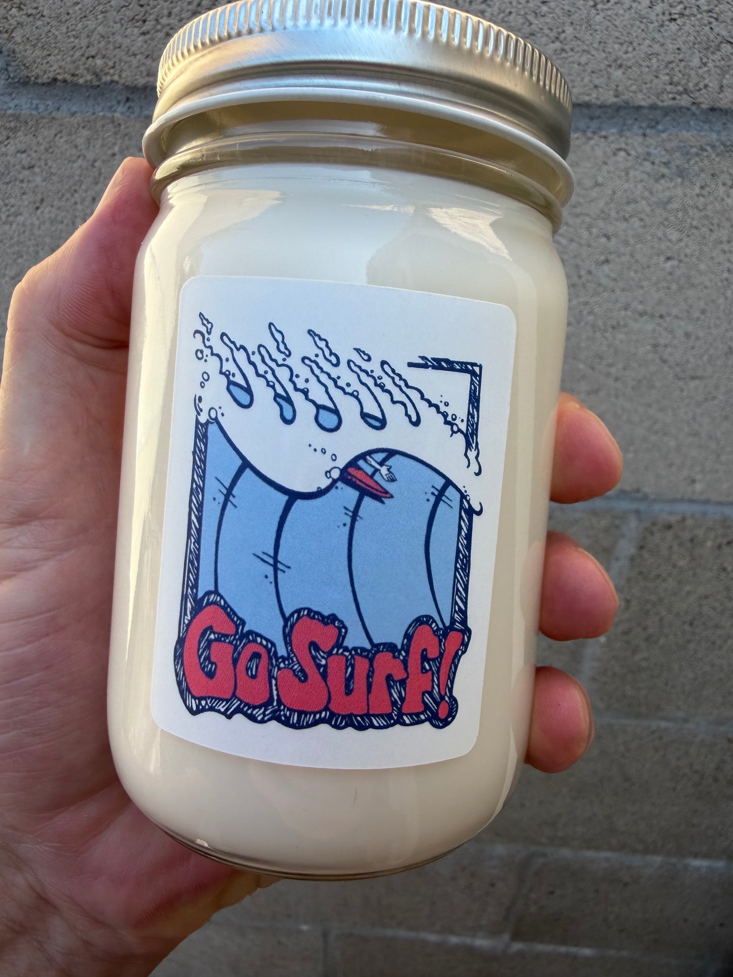 12oz Glass Candle Go Surf Vanilla Scent
