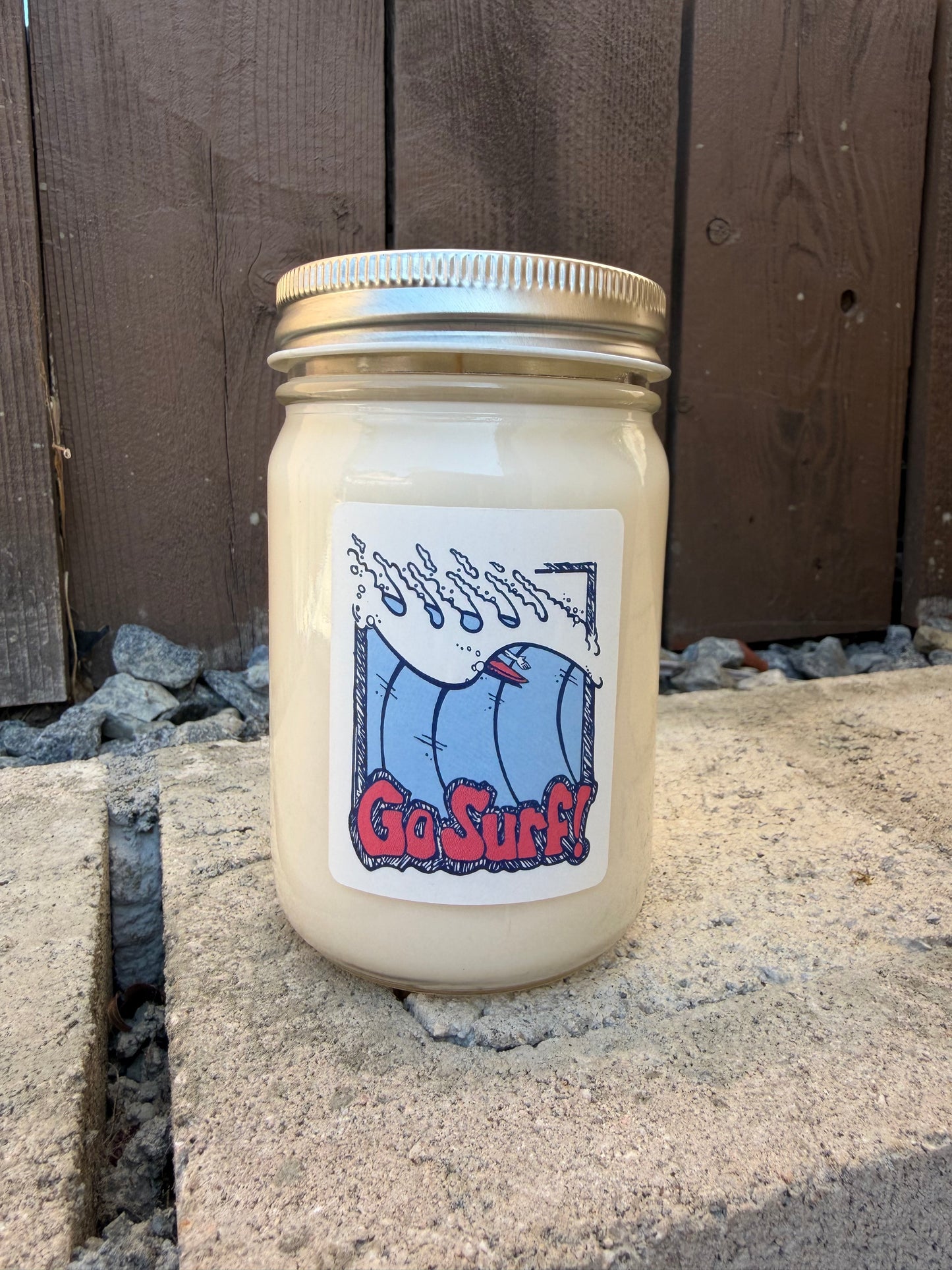 12oz Glass Candle Go Surf Vanilla Scent