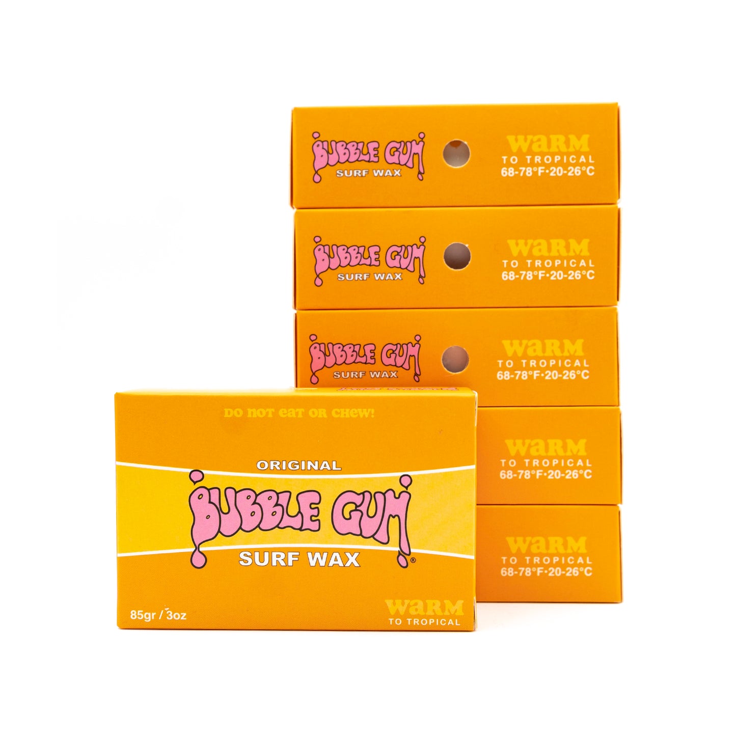 Bubble Gum "Original Formula" Surf Wax Box - Warm to Tropical - 68°- 78° - 6 Pack