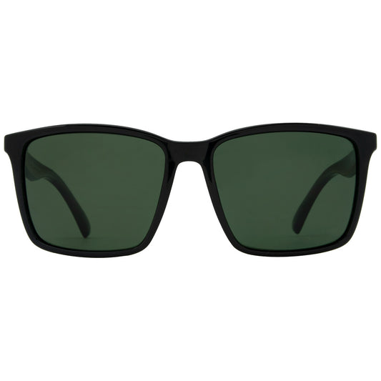 Ensea Sunglasses: Ramble On Gloss Black with Vintage Green Polarized