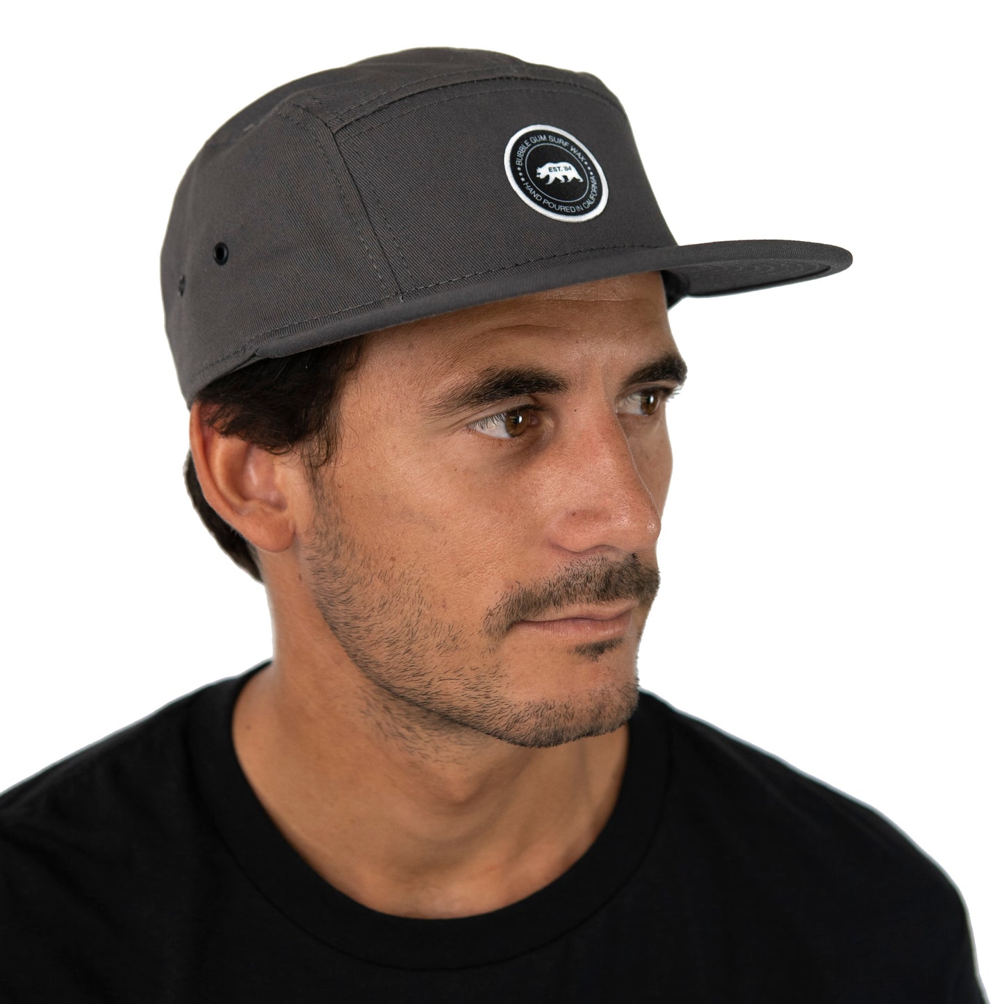 Hand Poured Patch 5 Panel Camper Hat Charcoal Gray