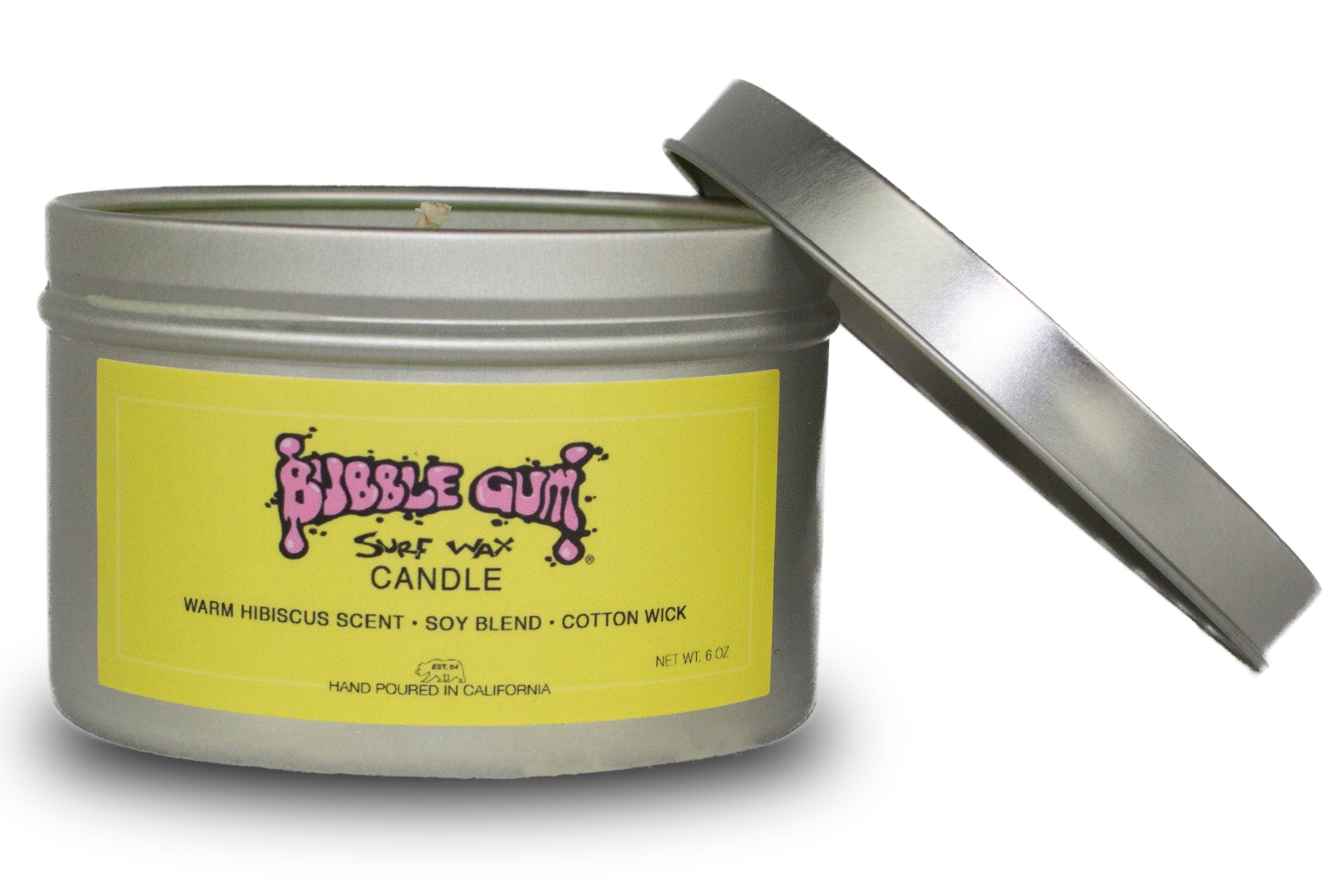 6oz Candle Tin With Warm Hibiscus Guava Scent