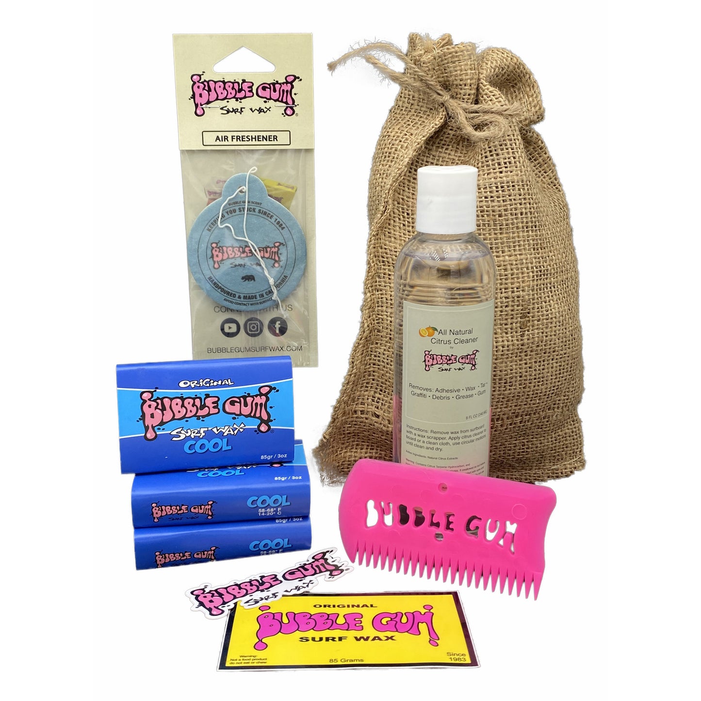 Holiday Bundle With surf wax, comb, stickers, air freshener, and remover