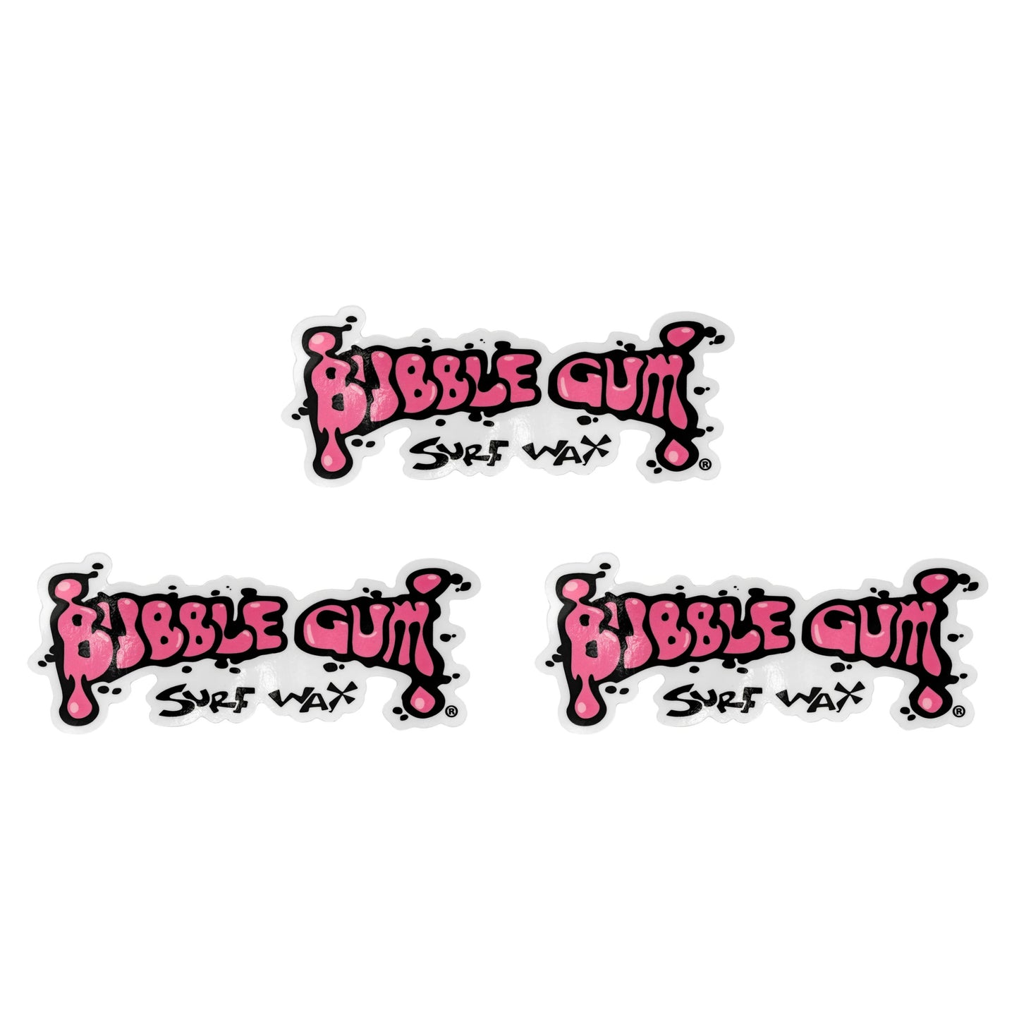 Bubble Gum Surf Wax Logo Decal 3 Pack