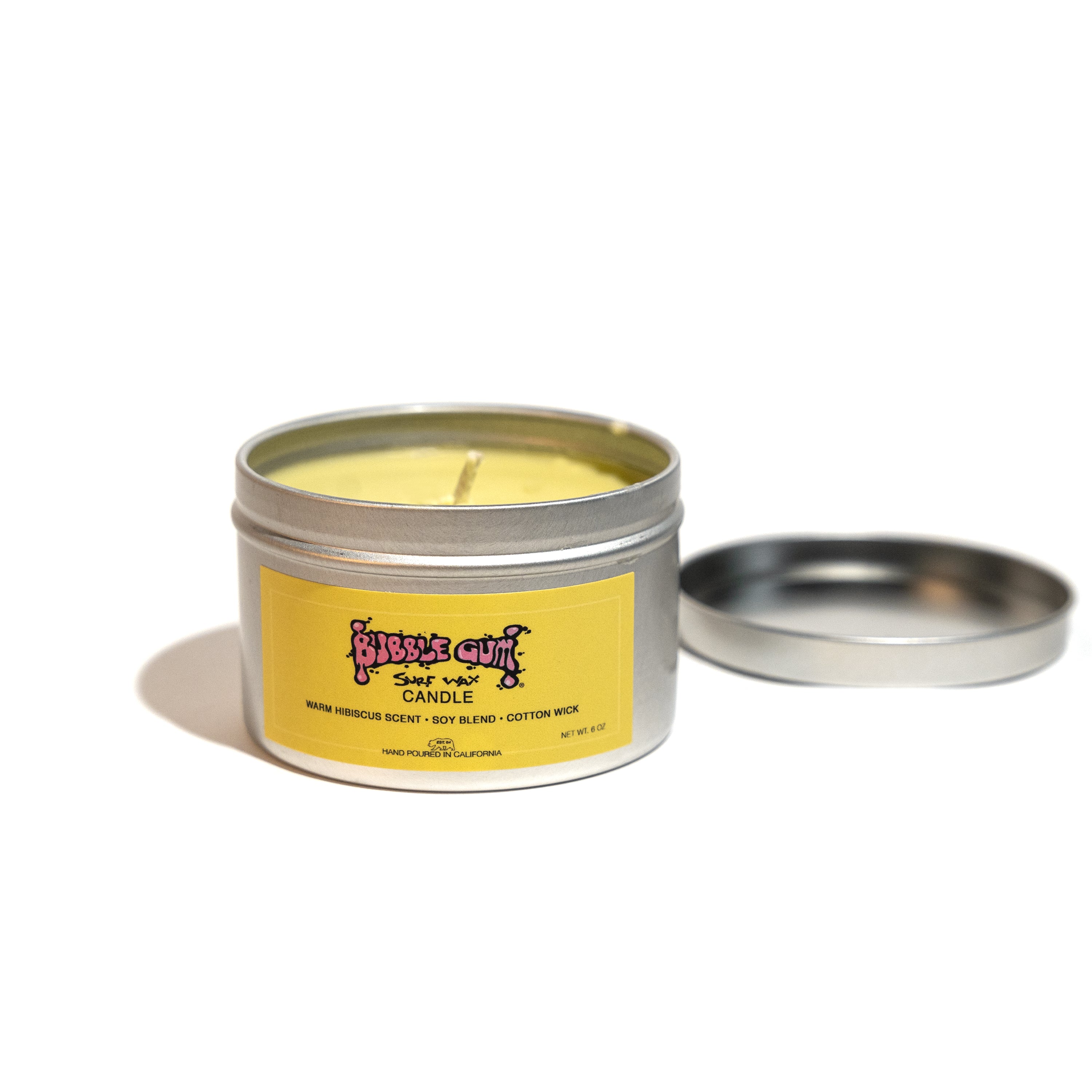 Bubble Gum Surf Wax Candle - 6oz Tin With Warm Hibiscus Guava Scent