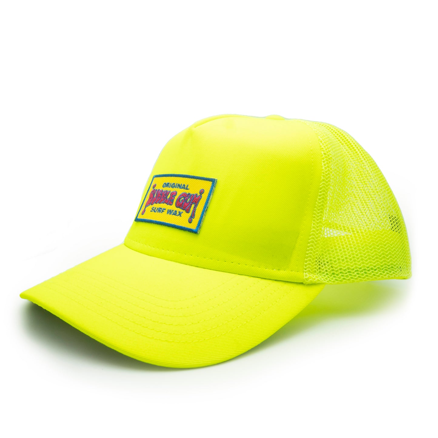 Throwback Patch 5 Panel Mid Profile Mesh Back Trucker Hat Yellow